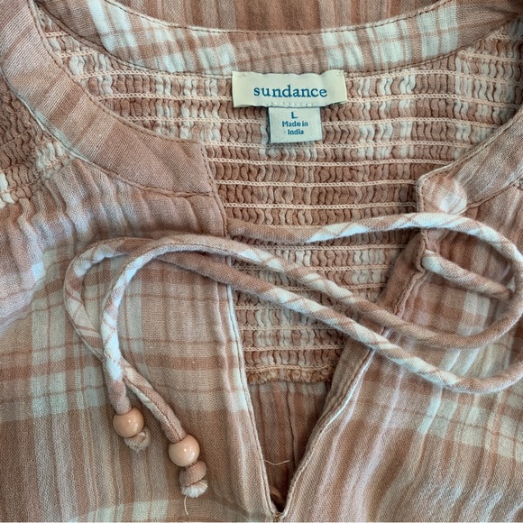 Sundance Pink Plaid Elsie Gauze Top Size L - Picture 7 of 10